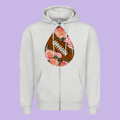 American Football And Western Roses Teardrop Zipper Hoodie Designed By Bundleandbundleshop