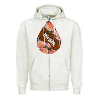 Oatmeal Heather american football and western roses teardrop Zipper Hoodie - BundleAndBundleShop