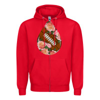 Red american football and western roses teardrop Zipper Hoodie - BundleAndBundleShop