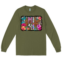 Army Green mimi floral background Long Sleeve Tee - HRA Design Shop