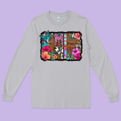 Mimi Floral Background Long Sleeve Tee Designed By Hra Design Shop