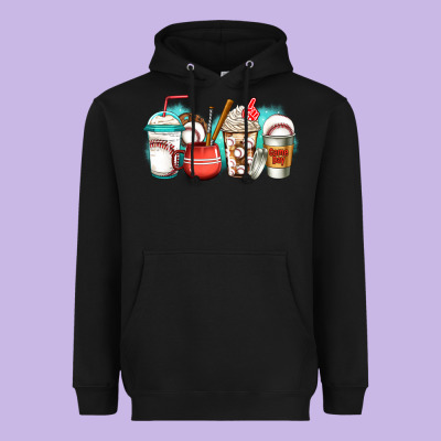 Baseball Coffee Cups Heavyweight Hoodie Designed By Jasminsmagicworld