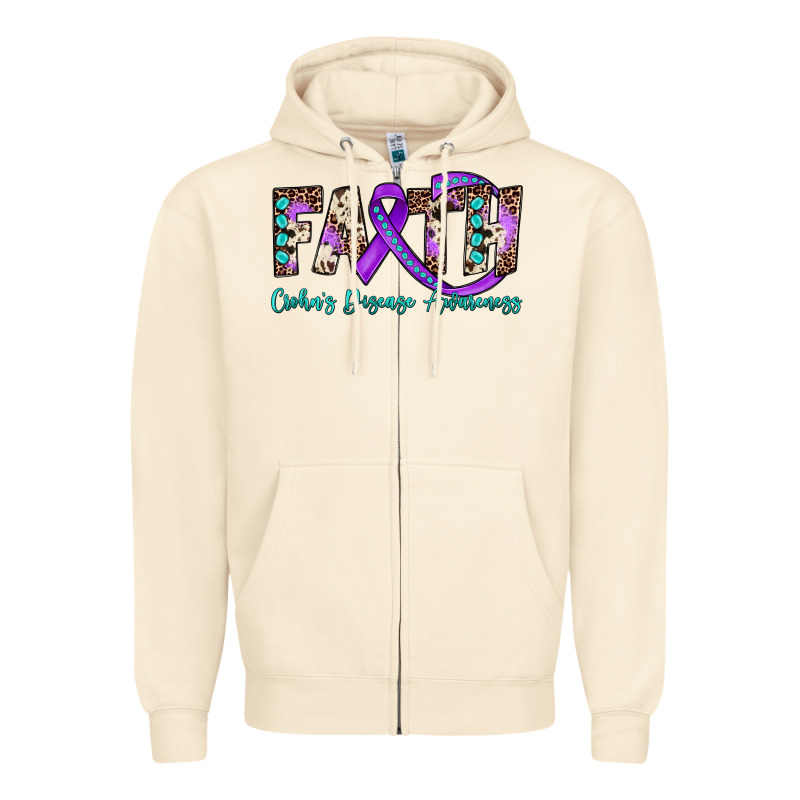 Faith Crohn's Disease Awareness Zipper Hoodie by JahusDesignShop | Teevron