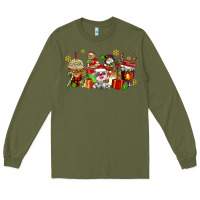 Army Green christmas cow coffee cups Long Sleeve Tee - AdoDesignShop