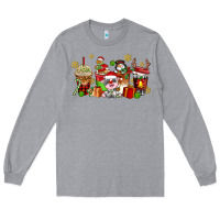 Heather Grey christmas cow coffee cups Long Sleeve Tee - AdoDesignShop