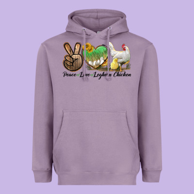 Peace Love Leghorn Chicken Heavyweight Hoodie Designed By Lillyallendesigns