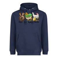 Navy Peace Love Leghorn Chicken Heavyweight Hoodie - LillyAllenDesigns
