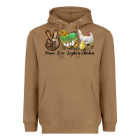 Toasted Coconut Peace Love Leghorn Chicken Heavyweight Hoodie - LillyAllenDesigns