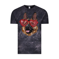 Cloud Black German shepherd with love glasses Vintage Tee - RanaPortraitStore