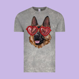 German Shepherd With Love Glasses Vintage Tee Designed By Ranaportraitstore