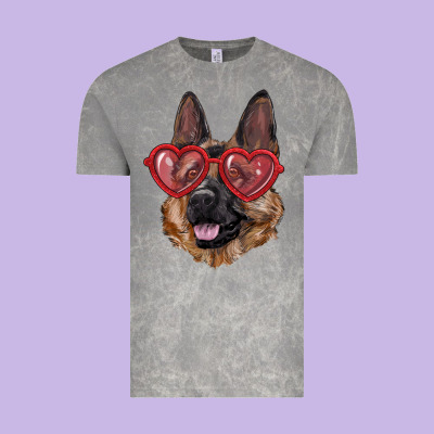 Vintage Tee German shepherd with love glasses
