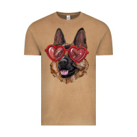 Vintage Camel German shepherd with love glasses Vintage Tee - RanaPortraitStore