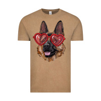 Vintage Coffee German shepherd with love glasses Vintage Tee - RanaPortraitStore