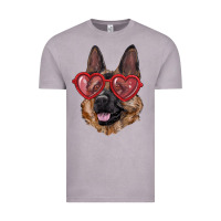 Vintage Zinc German shepherd with love glasses Vintage Tee - RanaPortraitStore