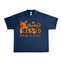 Navy thankful blessed and kind of a mess Urban Heavy Tee - Zillion Design Studio