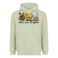 Matcha Peace Love Kangaroo Heavyweight Hoodie - LillyAllenDesigns