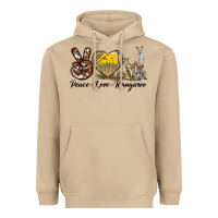 Mushroom Peace Love Kangaroo Heavyweight Hoodie - LillyAllenDesigns