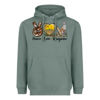 Sage Peace Love Kangaroo Heavyweight Hoodie - LillyAllenDesigns