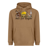 Toasted Coconut Peace Love Kangaroo Heavyweight Hoodie - LillyAllenDesigns