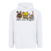 White Peace Love Kangaroo Heavyweight Hoodie - LillyAllenDesigns