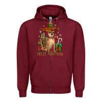 Burgundy Chihuahua feliz navidad Zipper Hoodie - JahusDesignShop