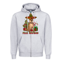 Heather Grey Chihuahua feliz navidad Zipper Hoodie - JahusDesignShop