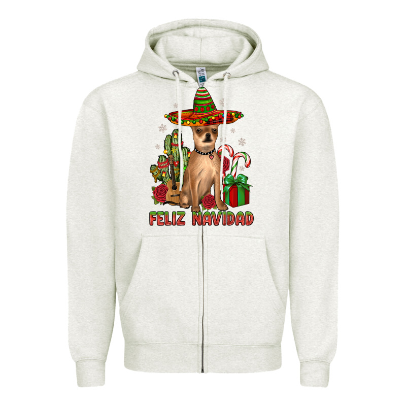 Chihuahua Feliz Navidad Zipper Hoodie by JahusDesignShop | Teevron