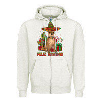 Oatmeal Heather Chihuahua feliz navidad Zipper Hoodie - JahusDesignShop