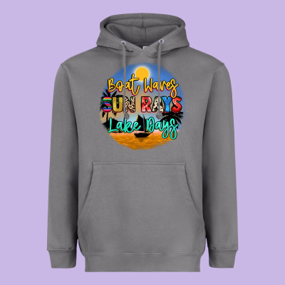 Boat Waves Sun Rays Lake Days Heavyweight Hoodie Designed By Nancycooperartshop