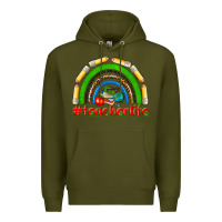 Army Green teacher life Premium Hoodie - NancyCooperArtShop