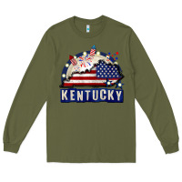 Army Green Kentucky 4th of July Long Sleeve Tee - CowGirlArtShop
