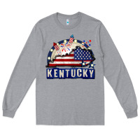 Heather Grey Kentucky 4th of July Long Sleeve Tee - CowGirlArtShop