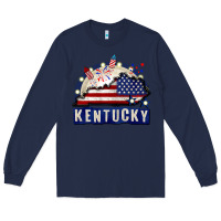 Navy Kentucky 4th of July Long Sleeve Tee - CowGirlArtShop