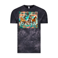Cloud Black western running horses Vintage Tee - Zillion Design Studio
