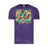 Cloud Purple western running horses Vintage Tee - Zillion Design Studio