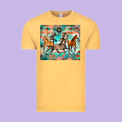 Western Running Horses Vintage Tee Designed By Zillion Design Studio