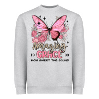 Heather Grey amazing grace how sweet the sound butterfly Heavyweight Sweatshirt - MaliasSmallBusiness