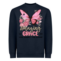 Navy amazing grace how sweet the sound butterfly Heavyweight Sweatshirt - MaliasSmallBusiness