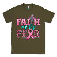 Army Green faith over fear with cross and ribbon Classic Tee - HRA Design Shop