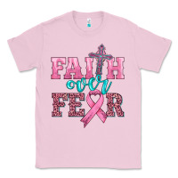 Bubblegum Pink faith over fear with cross and ribbon Classic Tee - HRA Design Shop