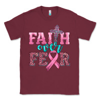 Burgundy faith over fear with cross and ribbon Classic Tee - HRA Design Shop