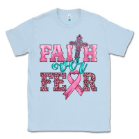 Faith Over Fear With Cross And Ribbon Classic Tee | Teevron