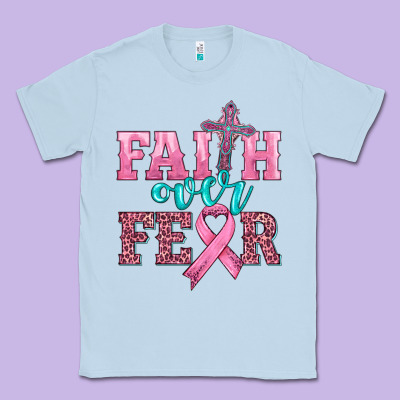 Faith Over Fear With Cross And Ribbon Classic Tee Designed By Hra Design Shop