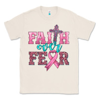Natural faith over fear with cross and ribbon Classic Tee - HRA Design Shop