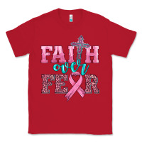 Red faith over fear with cross and ribbon Classic Tee - HRA Design Shop