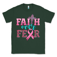 Sports Green faith over fear with cross and ribbon Classic Tee - HRA Design Shop