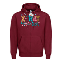 Burgundy x ray tech Zipper Hoodie - BundleAndBundleShop