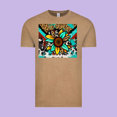 Turquoise Gemstone Sunflower Vintage Tee Designed By Zillion Design Studio