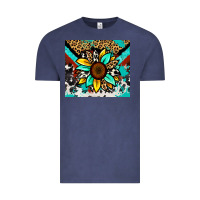 Vintage Denim turquoise gemstone sunflower Vintage Tee - Zillion Design Studio