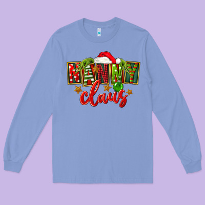 Christmas Nanny Claus Long Sleeve Tee Designed By Fadigitalartstudio